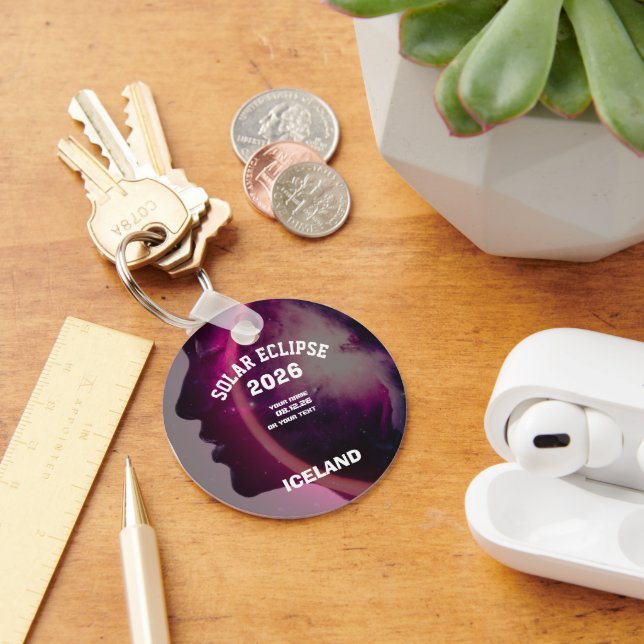 Total solar eclipse August 2026 text personalized Schlüsselanhänger (Schreibtisch)