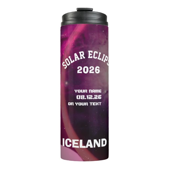 Total solar eclipse August 2026 text personalized Thermosbecher (Vorderseite)