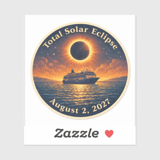 Total Solar Eclipse August 2 2027 cruise ship  Aufkleber (Blatt)