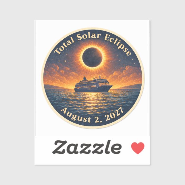 Total Solar Eclipse August 2 2027 cruise ship  Aufkleber (Blatt)