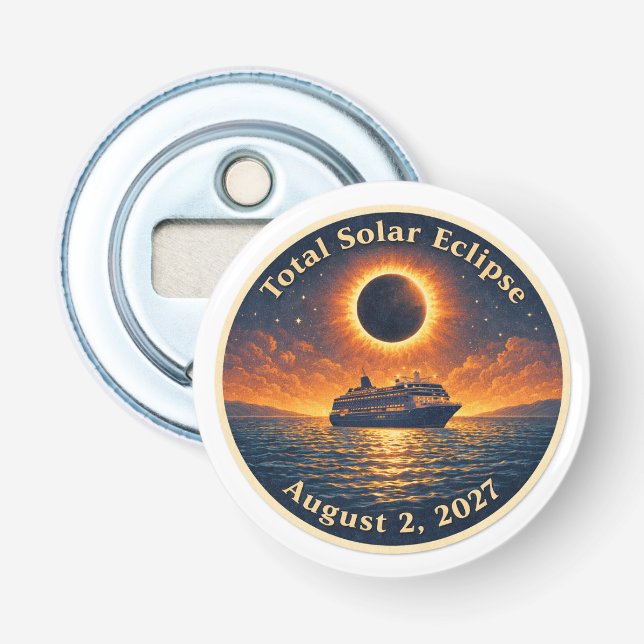 Total Solar Eclipse August 2 2027 cruise ship  Flaschenöffner (Vorderseite)