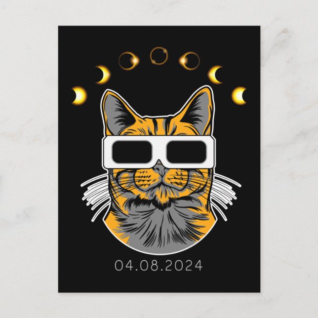 Total Solar Eclipse Cat Solar viewer 8 April 2024 Postkarte (Vorderseite)