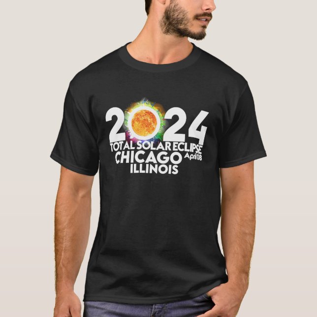 Total Solar Eclipse Chicago ILLINOIS April 8 2024 T-Shirt (Vorderseite)