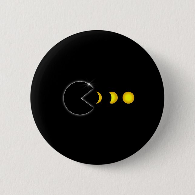 Total Solar Eclipse Fun Gamer Eating Solar Men Boy Button (Vorderseite)