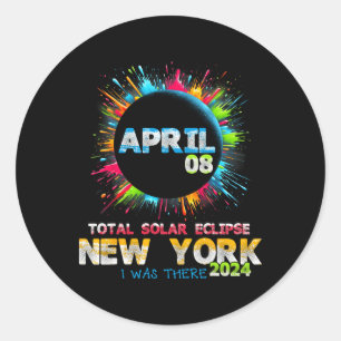 Total Solar Eclipse New York 2024 Farbenfrohe Tota Runder Aufkleber