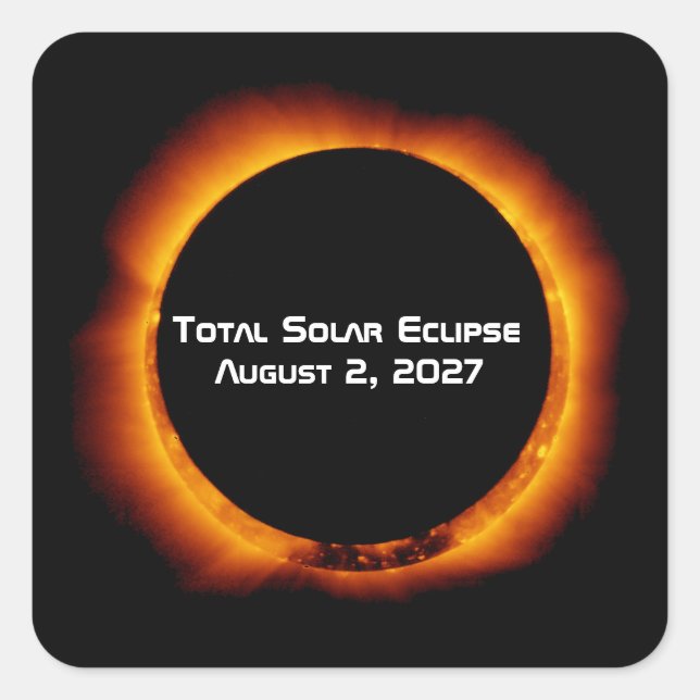Total Solar Eclipse of the Century 2027 Quadratischer Aufkleber (Vorderseite)