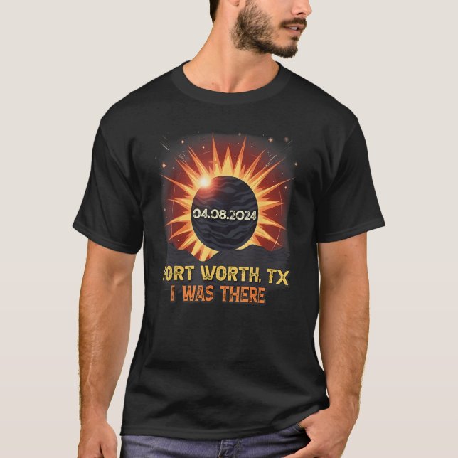 Total Solar Eclipse Retro Fort Worth Texas TX T-Shirt (Vorderseite)