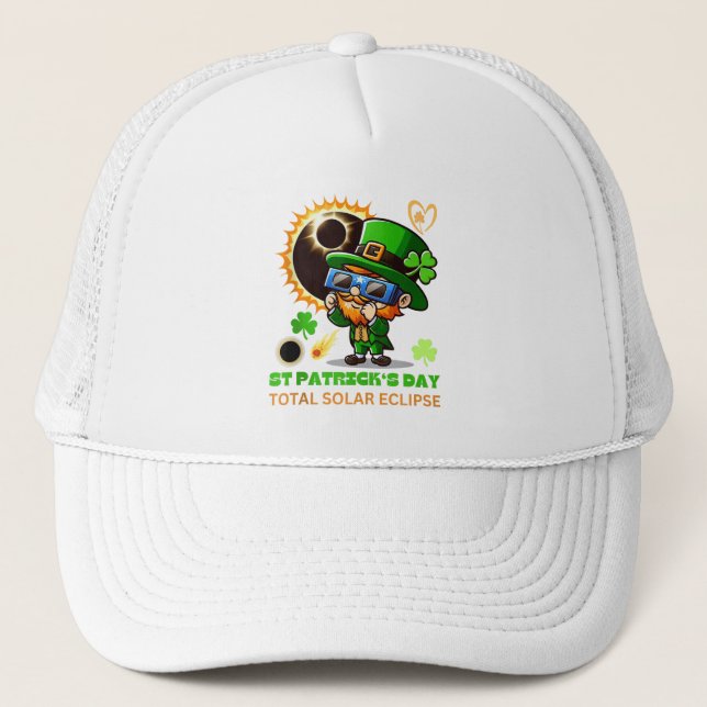 Total Solar Eclipse St Patricks Day Funny Geschenk Truckerkappe (Vorderseite)