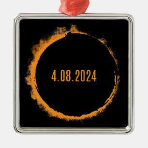 Total Solar Eclipse USA 8. April 2024 Ornament Aus Metall