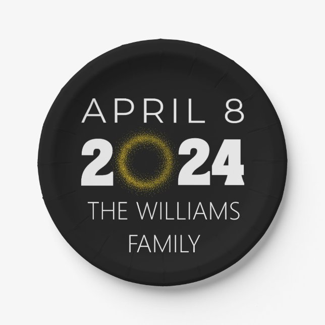 Total Solar Eclipse USA 8. April 2024 Pappteller (Vorderseite)