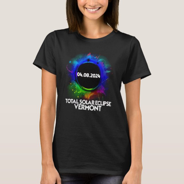 Total Solar Eclipse Vermont 2024 Colorful American T-Shirt (Vorderseite)