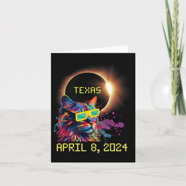 Total Total Solar Eclipse Cat 8. April 2024 Texa Karte (Vorderseite)