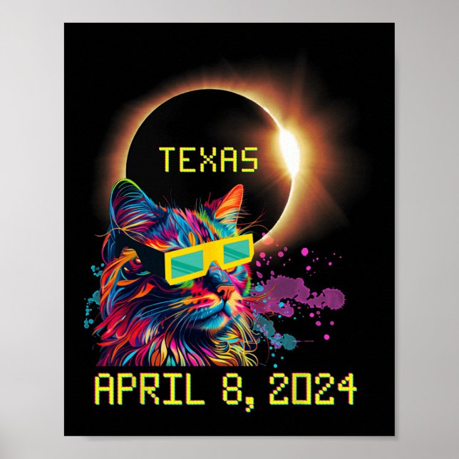 Total Total Solar Eclipse Cat 8. April 2024 Texa Poster (Vorne)
