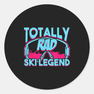 Total verrückte Skilegende Retro Vintage 80er 90er Runder Aufkleber