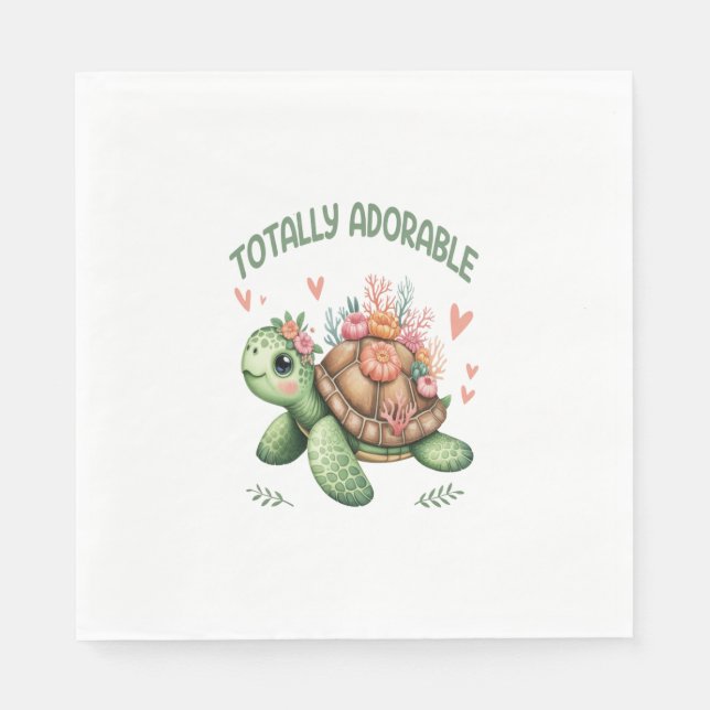 Totale Schildkröte mit Koralle Serviette (Vorderseite)