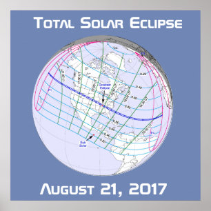 Totale Sonnenfinsternis 2017 Globaler Verlauf Poster