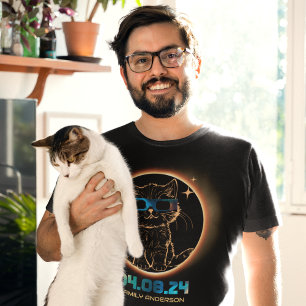 Totale Sonnenfinsternis 2024 Katze Sonnenfinsterni T-Shirt