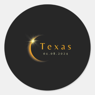 Totale Sonnenfinsternis 2024 Staat Texas 8. April Runder Aufkleber