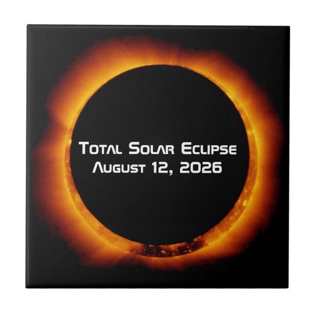 Totale Sonnenfinsternis 2026 Fliese (Vorderseite)