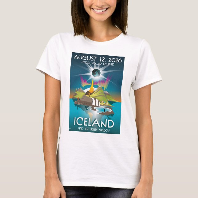 Totale Sonnenfinsternis 2026 in Island - T-Shirt (Vorderseite)