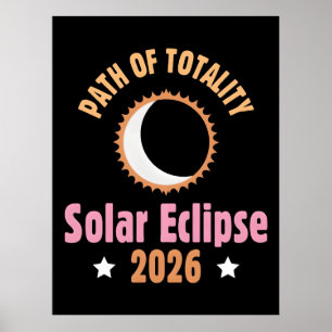 Totale Sonnenfinsternis 2026: Pfad der Totalität Poster