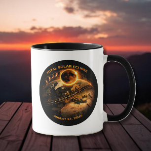 Totale Sonnenfinsternis 2026 Pfad der Totalität Tasse
