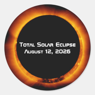 Totale Sonnenfinsternis 2026 Runder Aufkleber