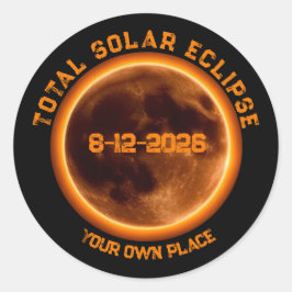 Totale Sonnenfinsternis 2026 Runder Aufkleber