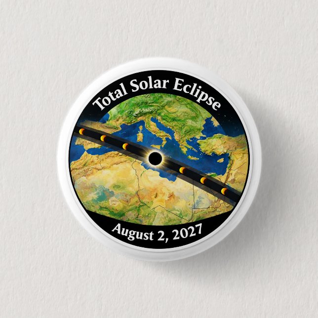 Totale Sonnenfinsternis 2027 Karte Button (Vorderseite)