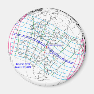 Totale Sonnenfinsternis 2027 Karte Magnet
