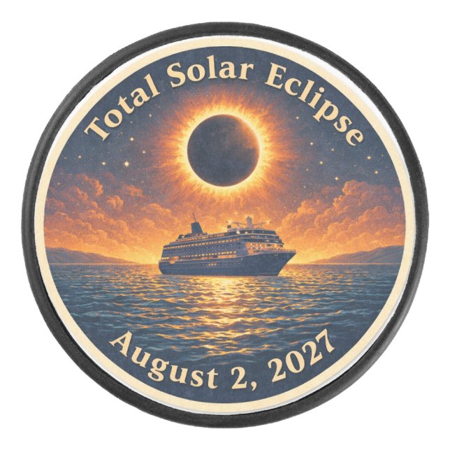 Totale Sonnenfinsternis 2. August 2027 Kreuzfahrts Eishockey Puck (Vorderseite)