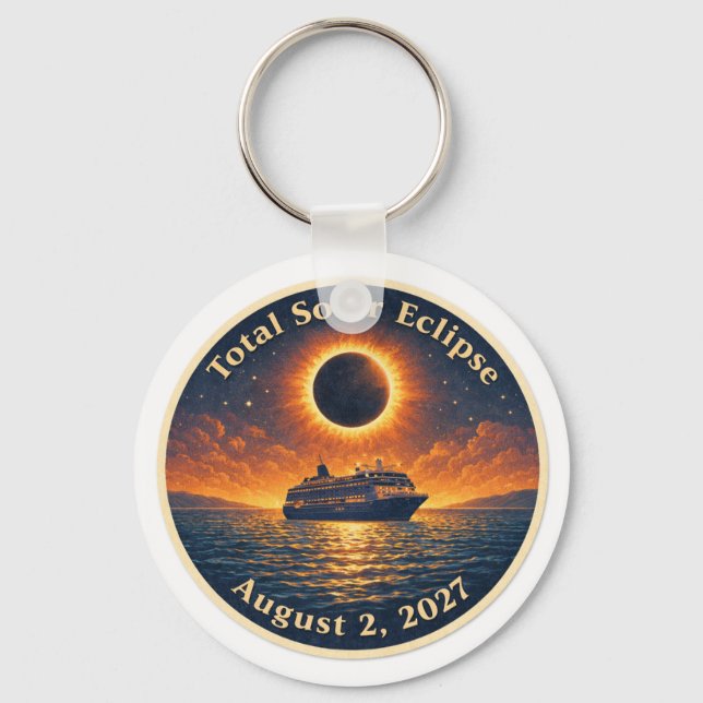Totale Sonnenfinsternis 2. August 2027 Kreuzfahrts Schlüsselanhänger (Vorderseite)