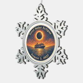 Totale Sonnenfinsternis 2. August 2027 Kreuzfahrts Schneeflocken Zinn-Ornament