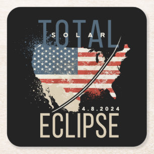 Totale Sonnenfinsternis 4.8.2024 USA Karte Persona Rechteckiger Pappuntersetzer