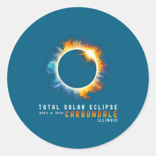 Totale Sonnenfinsternis 8. April 2024 Carbondale I Runder Aufkleber