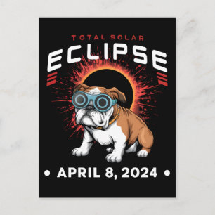 Totale Sonnenfinsternis April 2024 Bulldog Liebhab Postkarte