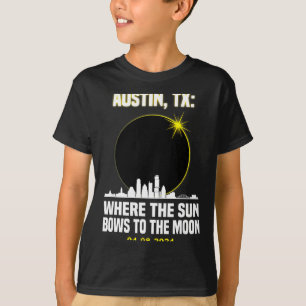 Totale Sonnenfinsternis Austin Skyline Illustratio T-Shirt