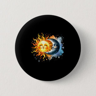 Totale Sonnenfinsternis Mond Sonne Design Button