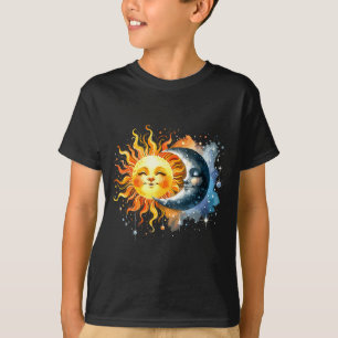 Totale Sonnenfinsternis Mond Sonne Kunstwerk T-Shirt