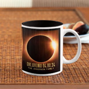 Totale Sonnenfinsternis Oklahoma 2024 Personalisie Zweifarbige Tasse