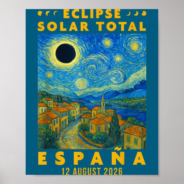 Totale Sonnenfinsternis Spanien 2026 Poster (Vorne)