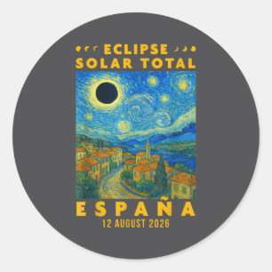 Totale Sonnenfinsternis Spanien 2026 Runder Aufkleber