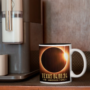 Totale Sonnenfinsternis Texas 2024 Personalisiert Zweifarbige Tasse