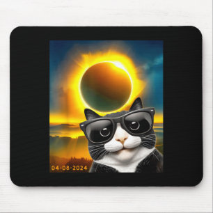 Totale Sonnenfinsternis Tuxedo-Katze Design Mousepad