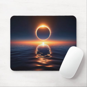 Totale Sonnenfinsternis über dem Ozeanwasser Mousepad