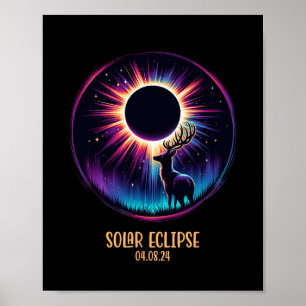 Totalität 8. April 2024 Astronomie Hirschjagd Sol Poster