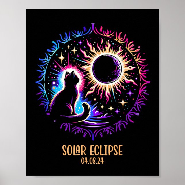 Totality 8 April 2024 Astronomie Katze Lover Sol Poster (Vorne)
