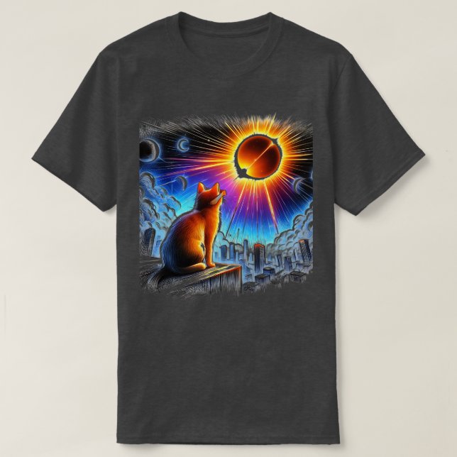 Totality 8 April 2024 Astronomie Katze Lover Sol T-Shirt (Design vorne)