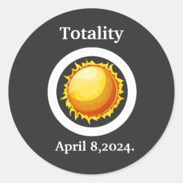 Totality Great American Solar Eclipse 2024 Retro Runder Aufkleber