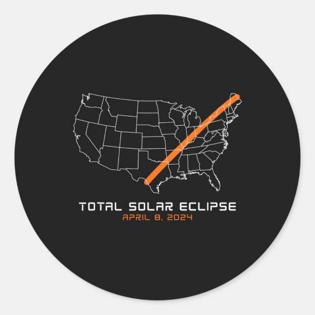 Totality Path 04 08 24 Gesamtsolares Eclipse 2024 Runder Aufkleber (Vorderseite)